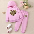 thumbnail image 2 of Zuwimk Toddler Boy Girls Sweatsuit Heart-shaped Graphic Printed Hoodie Sweatshirt and Jogger Pant Sets(T063-Purple), 2 of 9