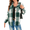Green, variant on Women's Vintage Checkered Shacket - Long Sleeve Button Front Lapel Collar, Thick Warm Plaid Coat S-2XL