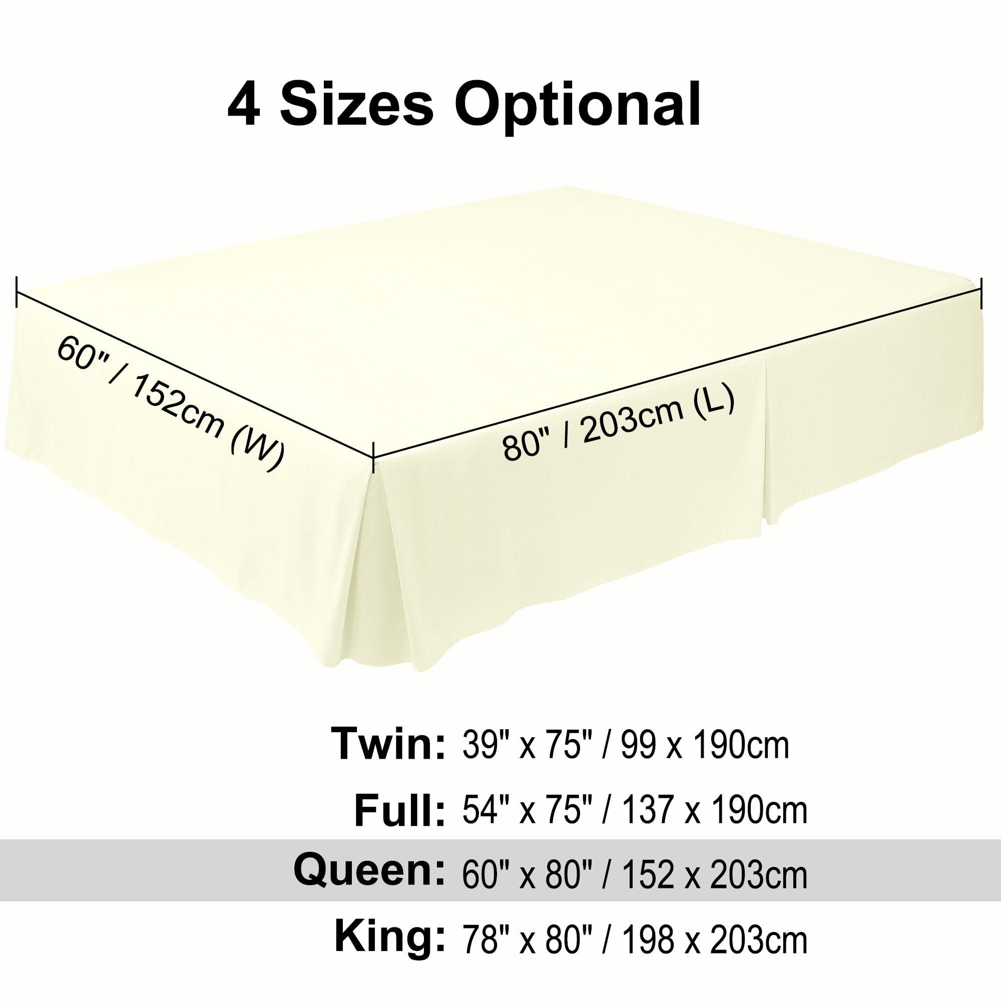 Unique Bargains 16" Drop Pleated Brushed Bed Skirt Queen Cream