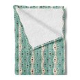 thumbnail image 2 of Turquoise Soft Flannel Fleece Throw Blanket, Traditional Polka Dots Vertical Lines Abstract Hand Drawn, Cozy Plush for Indoor and Outdoor Use, 70" x 90", Turquoise Brown Cream, by Ambesonne, 2 of 5