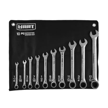 Hart 10-Piece SAE Ratcheting Wrench Set with Tool Pouch