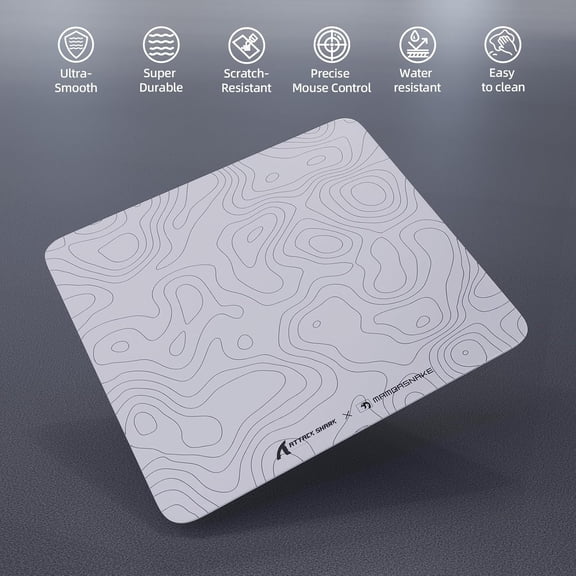 ATTACK SHARK CM05 Tempered Glass Gaming Mouse Pad,Ultra-Smooth Surface, 9H Tempered Glass, Impact & Scratch Resistant, Low Surface Friction, Non-Slip Mouse Mat(450mm x 400mm)