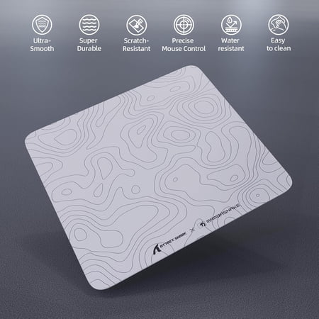 ATTACK SHARK CM05 Tempered Glass Gaming Mouse Pad,Ultra-Smooth Surface, 9H Tempered Glass, Impact & Scratch Resistant, Low Surface Friction, Non-Slip Mouse Mat(450mm x 400mm)