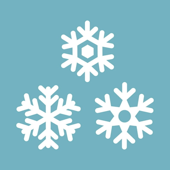 Set of 3 Vinyl Wall Art Decal - Snowflakes - 6" x 6" Each - Christmas Holiday Seasonal Decoration Sticker - Indoor Outdoor Home Office Wall Door Window Bedroom Luggage Decor Decals
