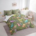 thumbnail image 2 of Manfei Multicolor Cartoon Dinosaur Bedding Comforter Set 7 Pieces,Wild Aniaml Full Bedding Set,Tropical Plant Monstera Fitted Sheet Flat Sheet For Boys Kids,Ultra Soft Home Decor Reversible, 2 of 7