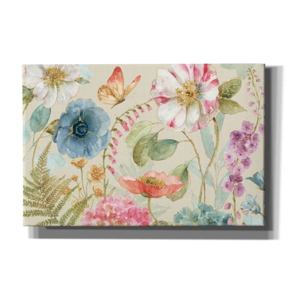 Epic Graffiti 'Rainbow Seeds Flowers I on Linen' by Lisa Audit, Canvas Wall Art, 18"x12"