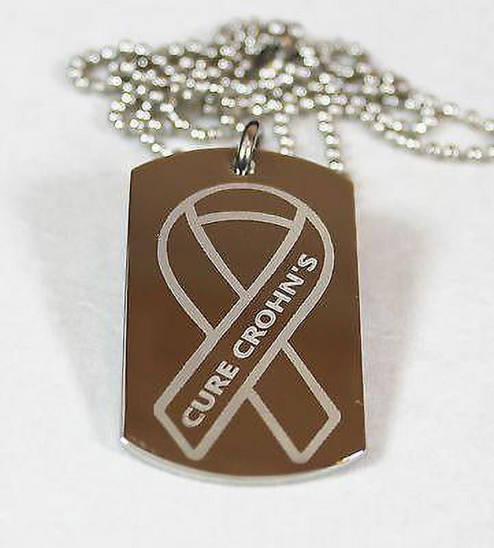 STAINLESS STEEL CURE CROHN'S DOG TAG NECKLACE PENDANT AWARENESS MEDICAL