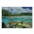 thumbnail image 1 of Island Cutting Board, Pacific Ocean French Polynesia Lagoon of Huahine Shore with Corals and Fish, Decorative Tempered Glass Cutting and Serving Board, Small Size, Multicolor, by Ambesonne, 1 of 1