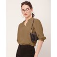 thumbnail image 5 of Moomaya Solid Puff Sleeve Tops, Band Collar, Semi-Formal Tops For Women, 5 of 9