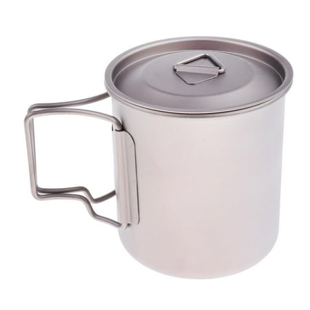 

420ml / 550ml Folding Handle Titanium Cup / Bowl / Cooking Pot With Lid & Mesh