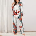 thumbnail image 2 of Balery Cockatoo Red Berries Conjunto de Pijama con Estampado para Mujer, Conjunto de Dos Piezas con Manga Larga, Ropa de Dormir Suave con Bolsillos, Pijamas Cómodos-XX-Large, 2 of 7