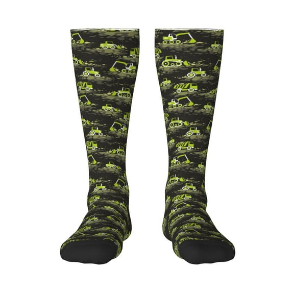 Logiee Light Green Excavator Print Gift Stocking Stuffers,Adult Stockings,Novelty Socks,Funny Socks Birthday Running Walking Sleeping