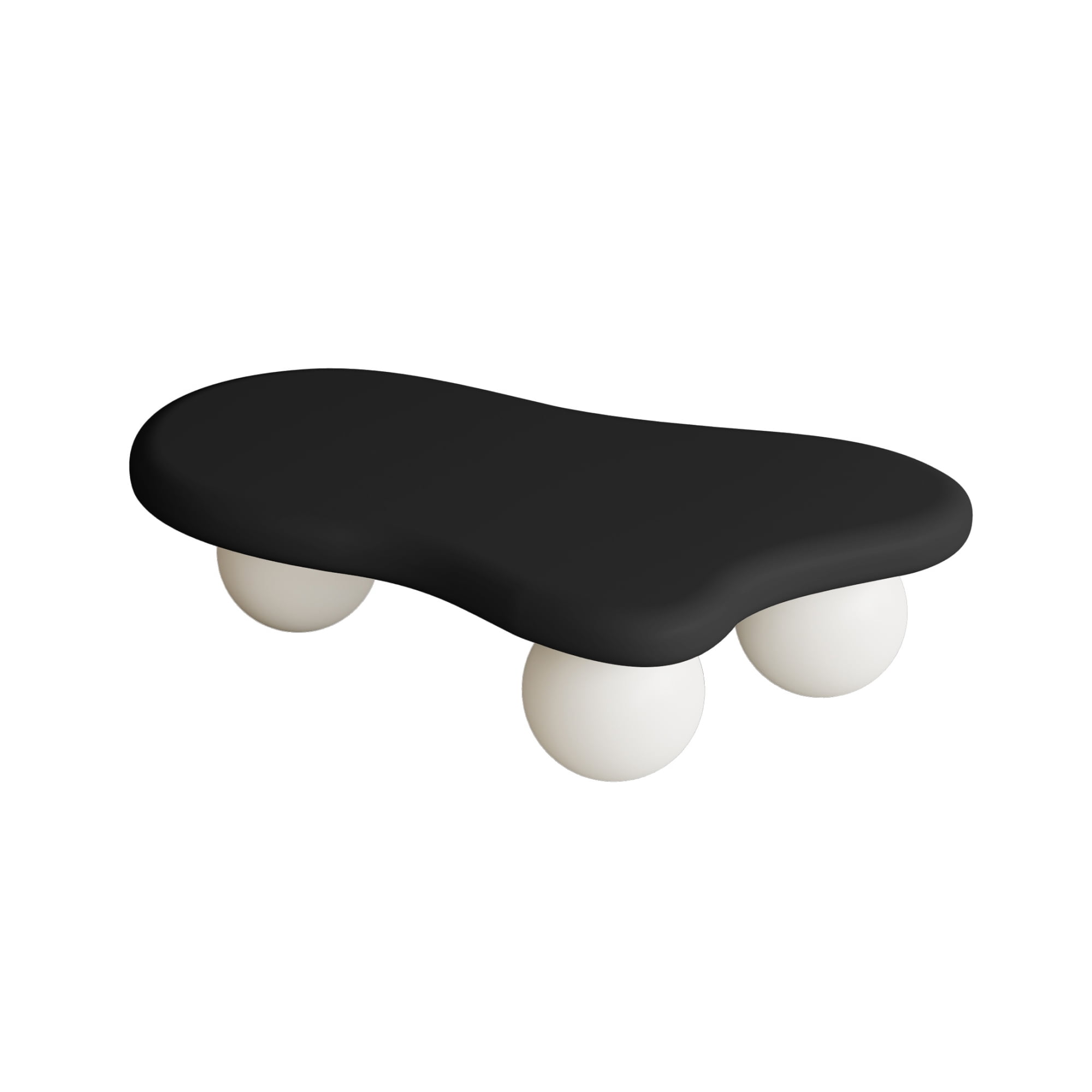 47.2" Cloud Coffee Table for Living Room, Irregular Coffee Table Modern Low Coffee Tables Abstract Faux Stone Cute Center Table with 3 Ball Legs for Small Space Apartment