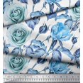 thumbnail image 3 of Soimoi Poly Georgette Fabric Leaves & Rose Flower Printed Fabric 1 Yard 42 Inch Wide, 3 of 3