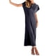 thumbnail image 3 of Lucakuins - Vestido de playa informal de verano para mujer, color sólido, manga corta de murciélago, cuello redondo, vestido dividido Lucakuins  moda, 3 of 8