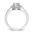 thumbnail image 2 of Solid 14K White Gold Round Diamond Side-Stones with CZ Cubic Zirconia Center Stone Halo Engagement Ring Size 8.5, 2 of 8
