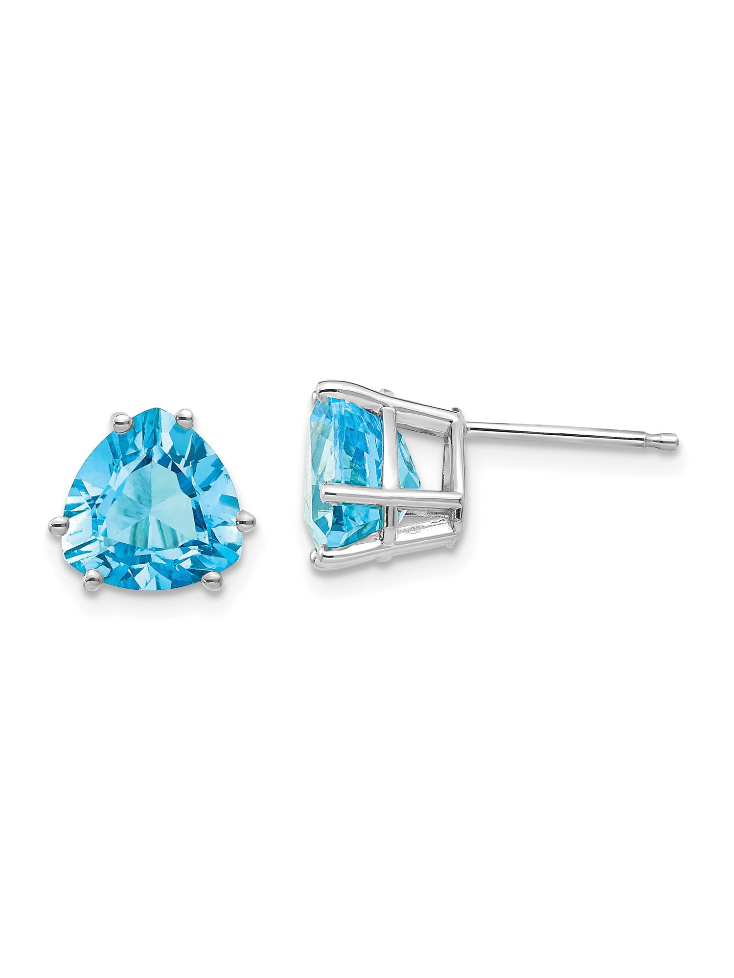 Jewels By Lux Set 14k White Gold Genuine London Blue Topaz 5 mm Friction Pair Polished London Blue Topaz Earrings With Backs