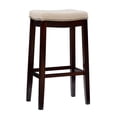 thumbnail image 1 of Linon Hampton Bar Stool Beige Padded Seat Wood Frame in Dark Walnut Brown, 1 of 14