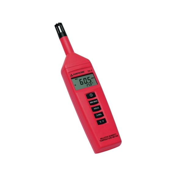 Amprobe Temp/Humdty Mtr,0 to 100 per Rel Hum Rng TH-3