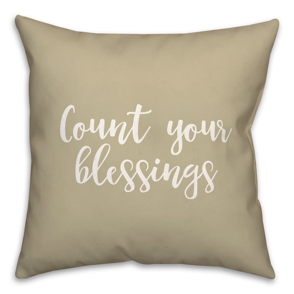 Creative Products Count Your Blessings in Beige 18 x 18 Spun Poly Pillow