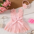 thumbnail image 4 of Baby Onesies Girl Baby Girl Lace Edge Mesh Romper Puffy Skirt Headband 2-Piece Flower Climbing Set 0-18 Months, 4 of 6