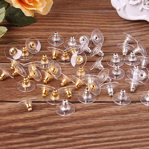 SmartBy New 50Pcs Earnuts Earring Backs Stoppers with Pad Jewelry Findings