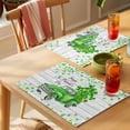 thumbnail image 4 of St. Patrick's Day Placemats Set&nbsp;of 1 Watercolor Green Truck Lucky Shamrocks Plant Hat Wood Grain Heat Insulation Washable Place Mats, Non-Slip Table Mats for Dining Table Kitchen,13x19 Inch, 4 of 9