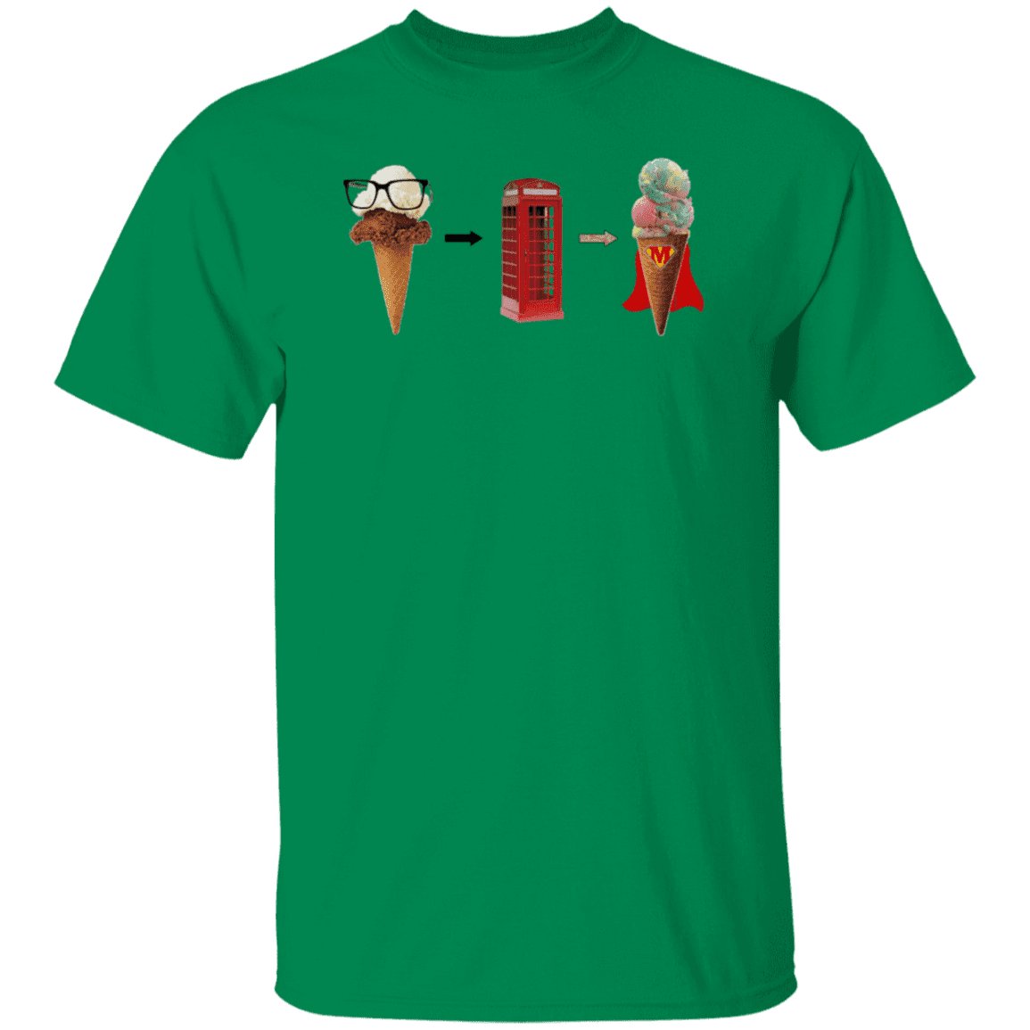 Michiganders Love Superman Ice Cream Gildan 5.3 oz. TShirt Turf Green