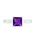 thumbnail image 4 of Rosec Jewels 1 CT Amethyst Solitaire Ring for Women, 6 MM Princess Cut Violet Amethyst Ring, February Birthstone Ring, 14K White Gold, US 5.50, 4 of 8