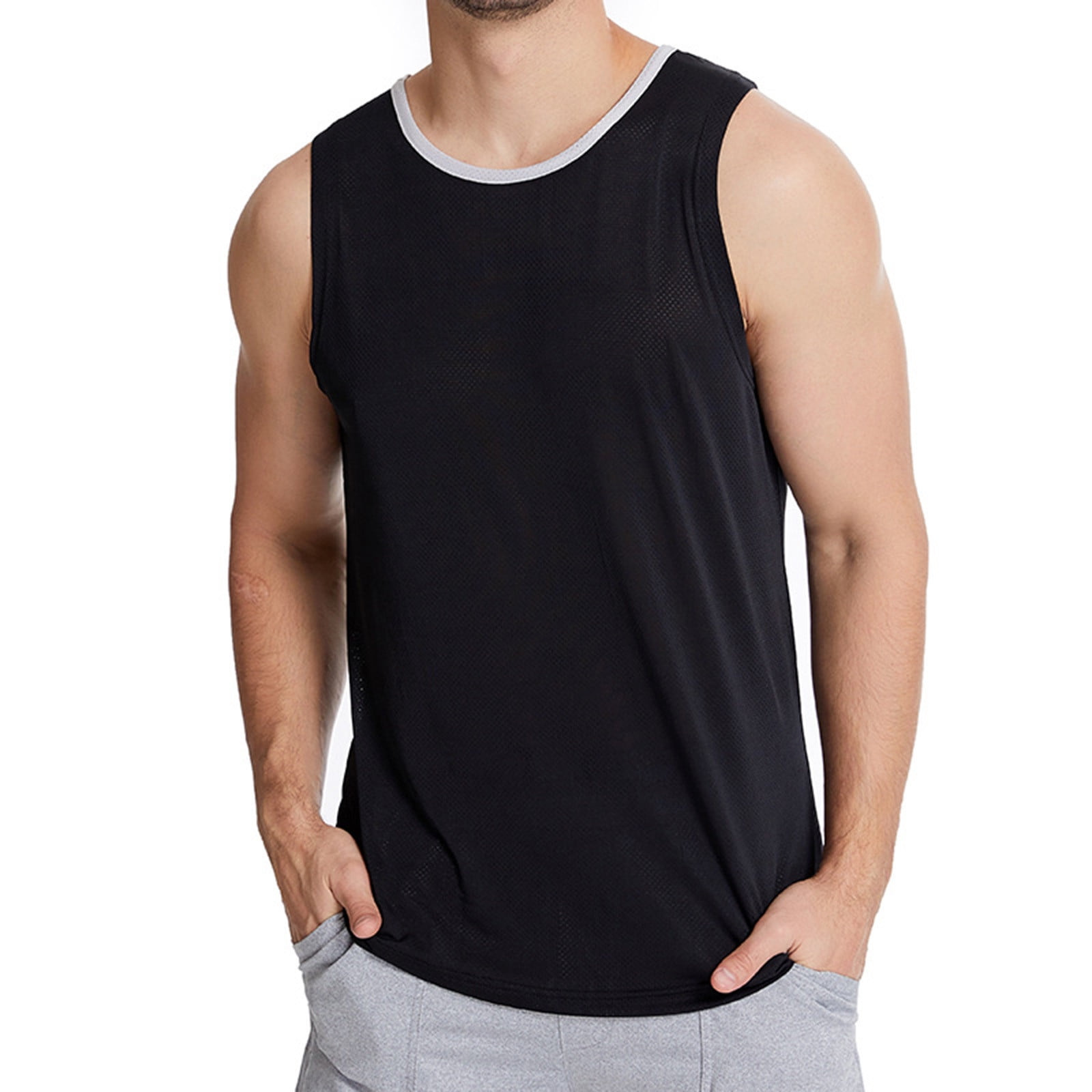 Qufokar Vintage T Shirts Cropped Top Men Summer Fitness Vest 