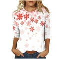 thumbnail image 2 of VKOYWKM Merry Christmas Tshirts for Women Christmas Graphic Tees Fall 3/4 Sleeve Tops Holiday Crew Neck Loose Fit Merry Xmas Tunic Top, 2 of 5
