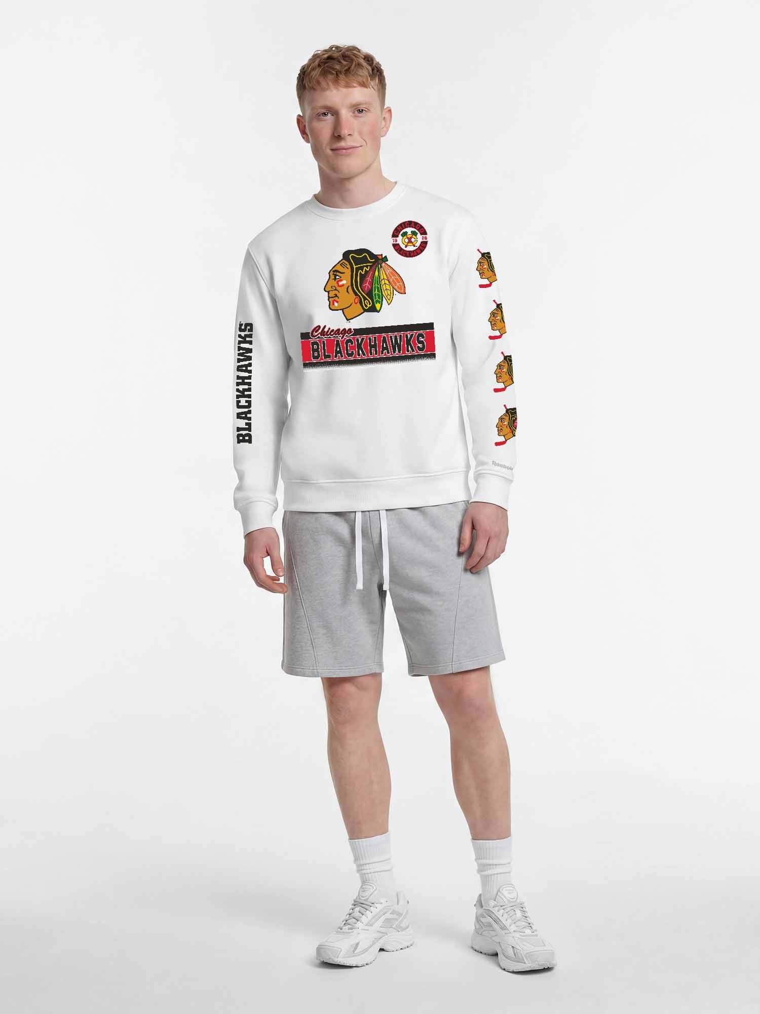 Chicago Blackhawks Reebok Mens White Crew Sweatshirt