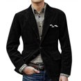 thumbnail image 2 of Mens Casual Corduroy Blazer 2025 Vintage Slim Fit 3 Button Plaid Sport Coat Long Sleeve Suit Jacket Black 3XL, 2 of 4