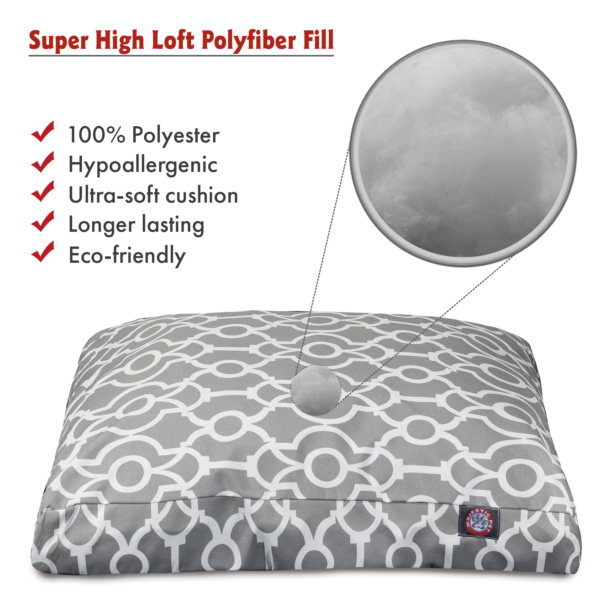 Majestic Pet | Athens Rectangle Pet Bed For Dogs, Removable Cover, Gray, Medium