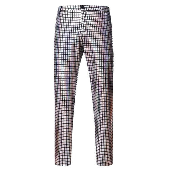 Njoeus Mens Night Club Shiny Gold Suit Pants/Straight Leg Trousers Slim Moto Party Dressy Pants Men Long Pants