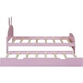 thumbnail image 2 of Trundle Bed Twin,Wood Twin Size Platform Bed with Cartoon Ears Shaped Headboard and Trundle, 2 of 6