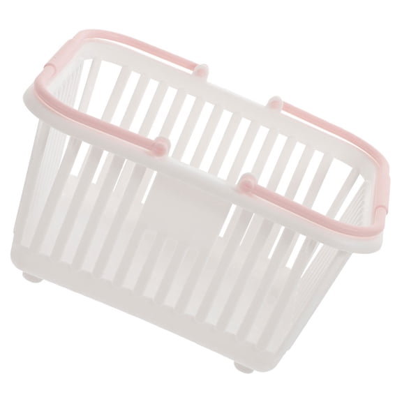 NICERIO Compact White Plastic Basket with Handle for Bathroom Kitchen and Closet Storage