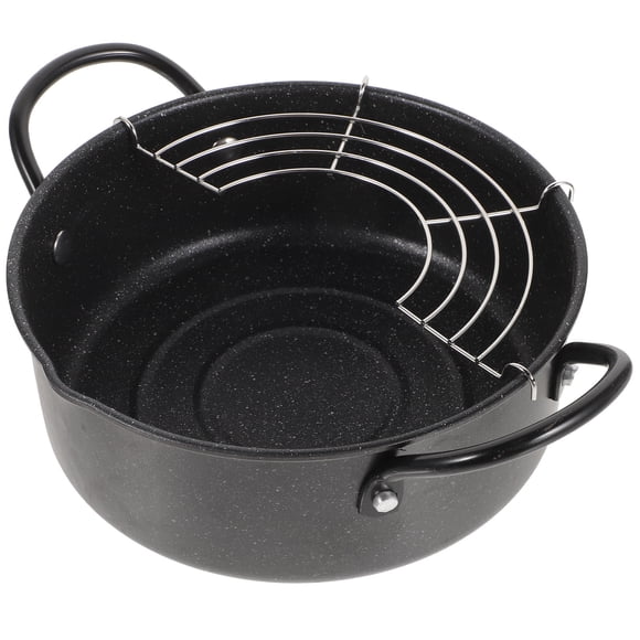 WHAMVOX Oil Frying Pot Round Iron Easy to Clean 1 Set