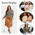 thumbnail image 5 of SHEWIN Plus Size Sweatshirt for Women V Neck Henley Tops Long Sleeve Shirts Business Blouses Lightweight Basic Tees Trendy Cute T Shirts Fall Clothes Brown 1X, 5 of 9