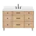 thumbnail image 6 of ARIEL Monroe 55 Inch Single Rectangle Sink Bathroom Vanity With Pure White Quartz Countertop 1.5 Inch Edge In Oak, 6 of 8