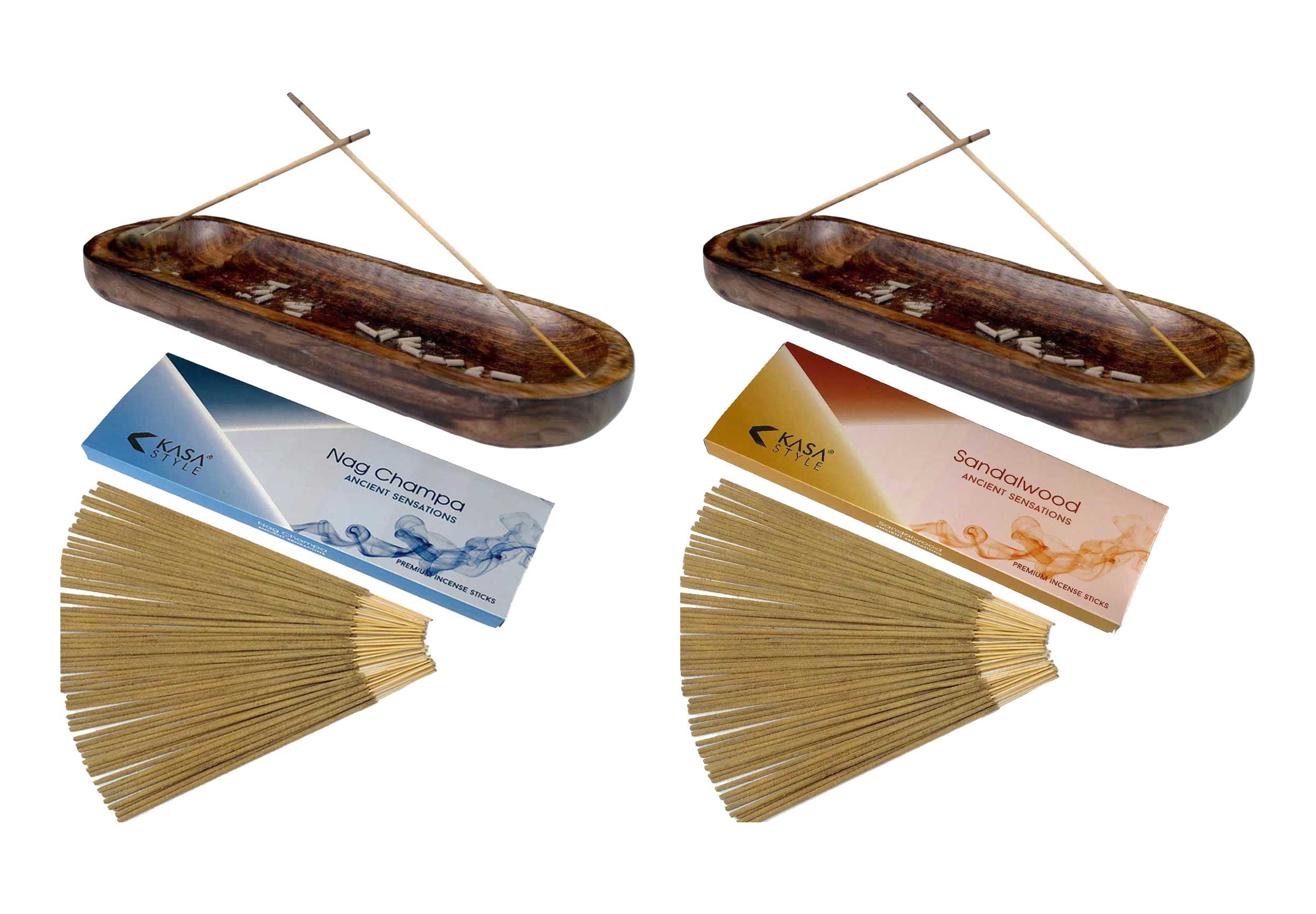 Kasa Style Double Incense Burner Ancient Sensations Premium Incense Sticks with Nag Champa