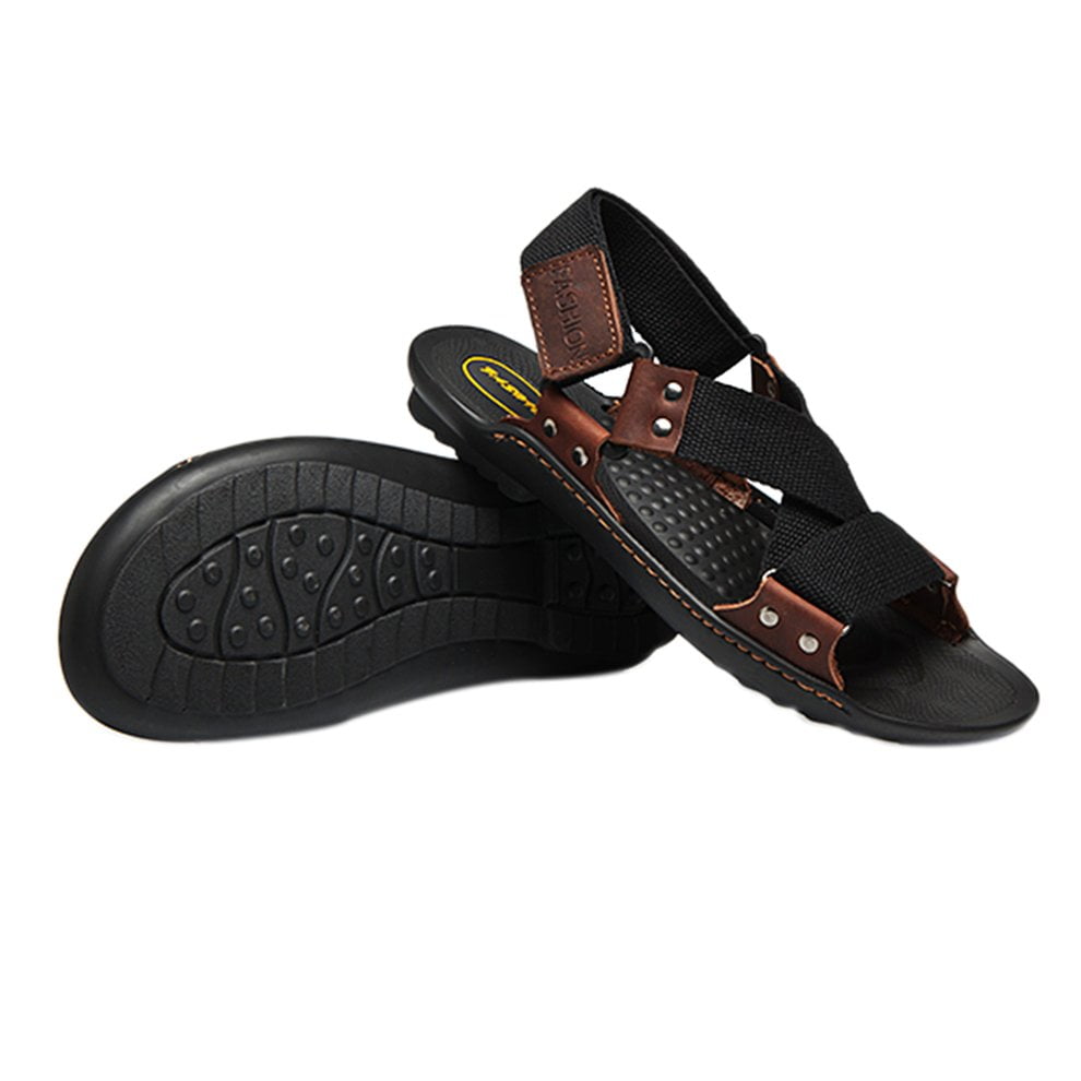 Summer Men Beach Shoes Breathable Men Sandals Genuine Cowhide Leather