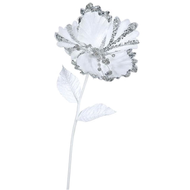 Vickerman OF160301 Tige de Fleur d'Hibiscus Blanche, 23 et 8 Po