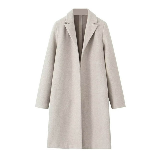 LOVZFMLL Vestes pour Femmes et Manteau d'Hiver en Laine à Col Rabattu Trench Long Pardessus