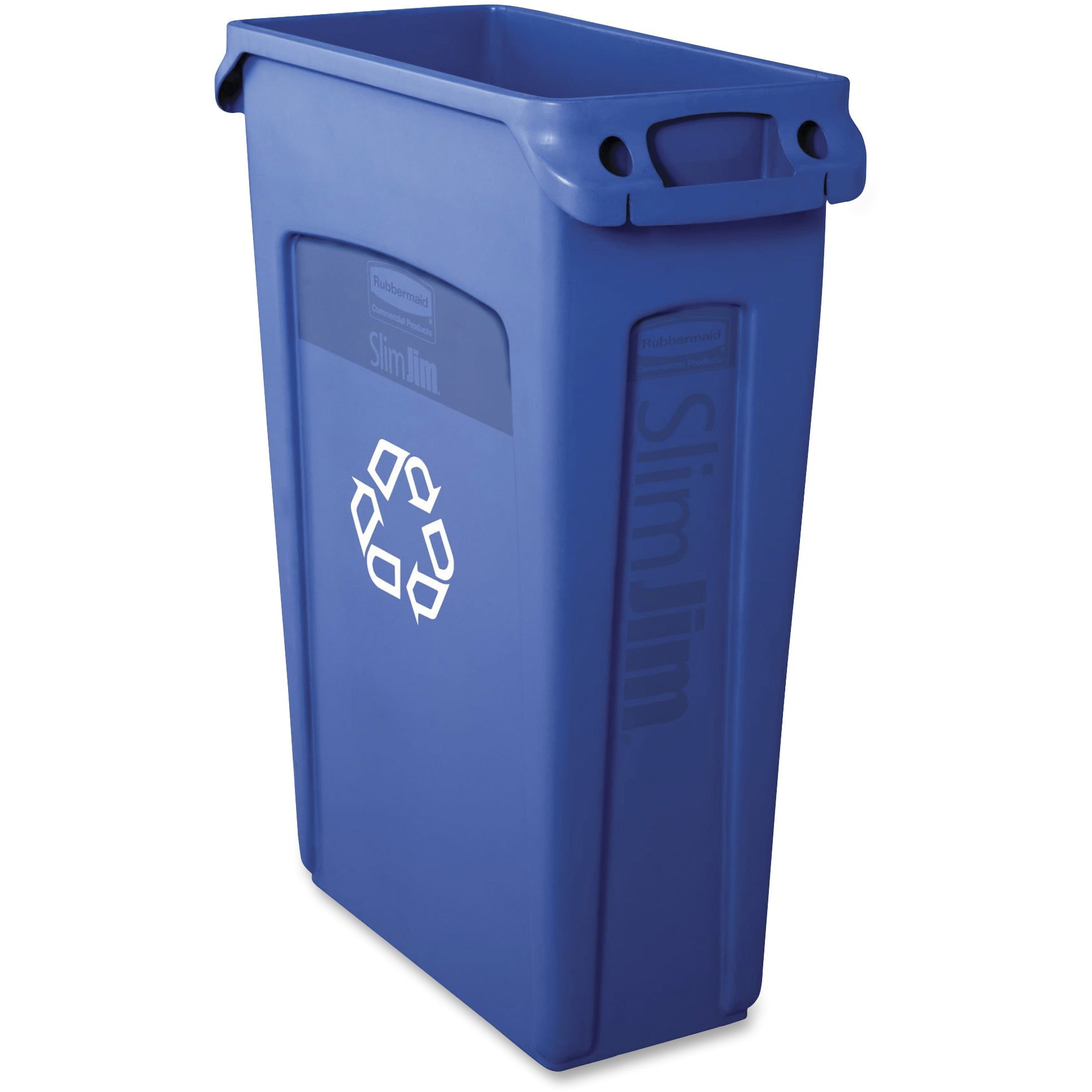 Rubbermaid Commercial Products Slim Jim Plastic Rectangular Recycling Bin Wit... 