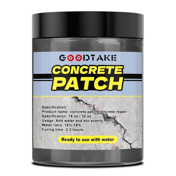 GOODTAKE Concrete Repair & Patch for Repairing Spalls and Cracks in Concrete and Masonry, Cement Crack Filler & Floor Repair Cement - Interior/Exterior (Grey, 2 Pounds)
