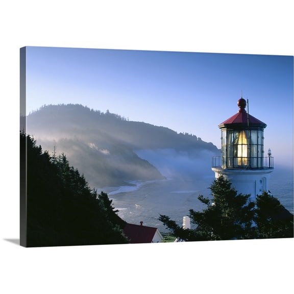Great BIG Canvas | "Oregon, View Of Heceta Head Lighthouse In Early Morning Sun" Canvas Wall Art - 36x24