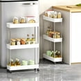 thumbnail image 4 of Rewenti 3-Tier Kitchen Shelving with Wheels Unit Narrow Space Storage Rack Multi-Tier Living Room and Bathroom Organizer, 4 of 6