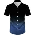 thumbnail image 4 of S-5X Plus Size Satin Shirts for Men Big & Tall Short Sleeve Silk Tshirts Shirt Mens Trendy Gradient Printed Button-Down Collared Party Tees Tops, 4 of 8
