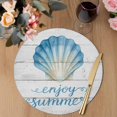 thumbnail image 3 of Ocean Shell Round 13 Inch Placemats Set of 2, Summer Coastal Marine Seashell Wooden Gray HeatResistant Non Slip Place Mats for Dining Table, Wipeable Braided Kitchen Table Mats for Housewarming, 3 of 9